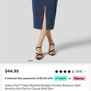 Halara Flex High Waste Bodycon Split knit Denim MIDI Skirt